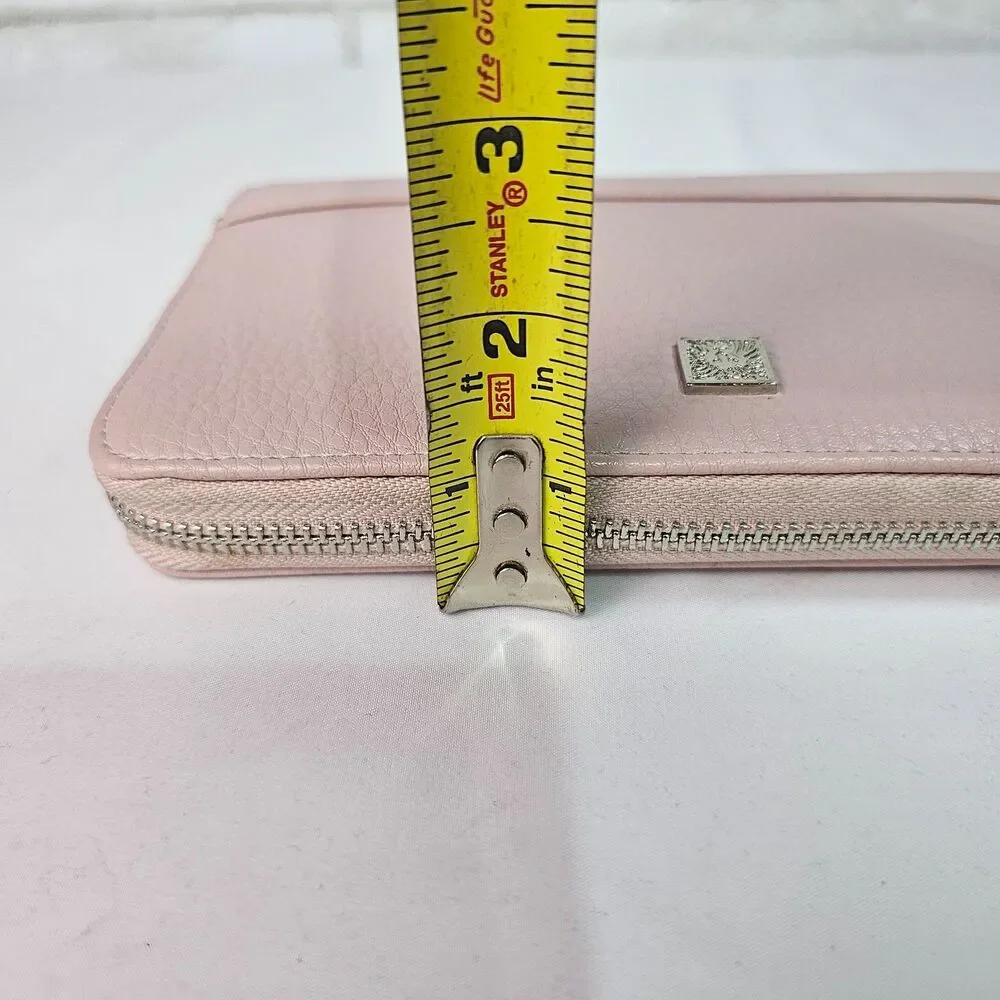 Anne Klein Blush Pink Zip Around Wristlet Wallet Clutch Organizer Faux Leather